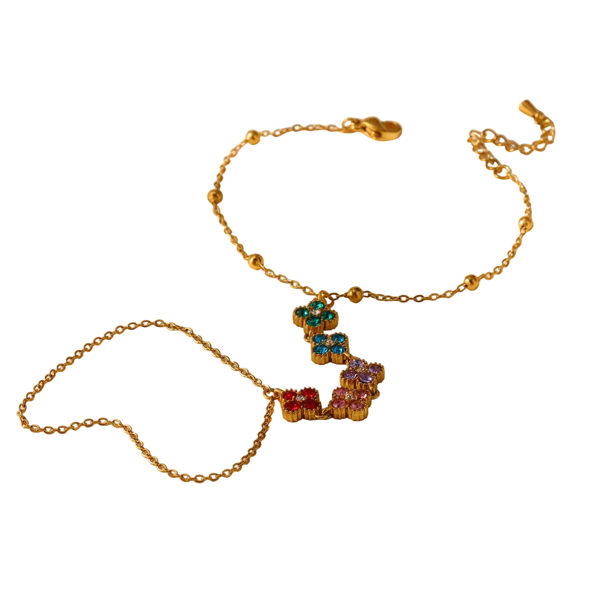 Bijou de main Daphnée - chaîne dorée premium motifs floraux multicolores