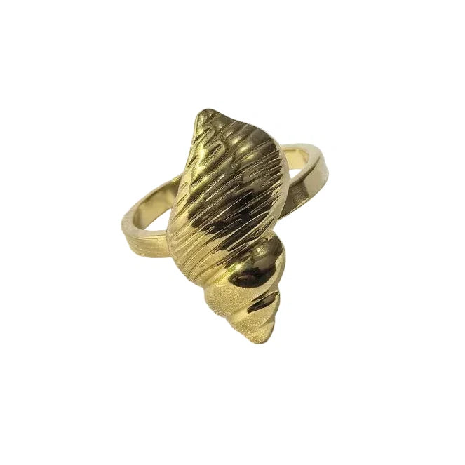Bague Mala - coquillage doré premium galbe strié
