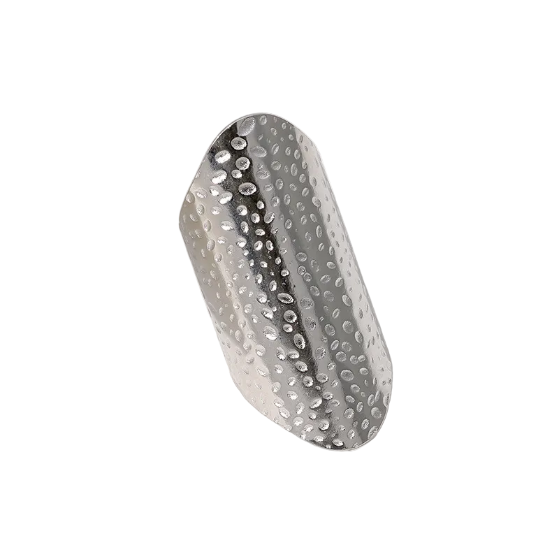 Bague Ajustable Françoise - large bande martelée finition argentée premium