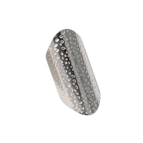 Bague Ajustable Françoise - large bande martelée finition argentée premium