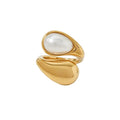 Bague Biscarrosse - perle nacrée sur métal doré premium