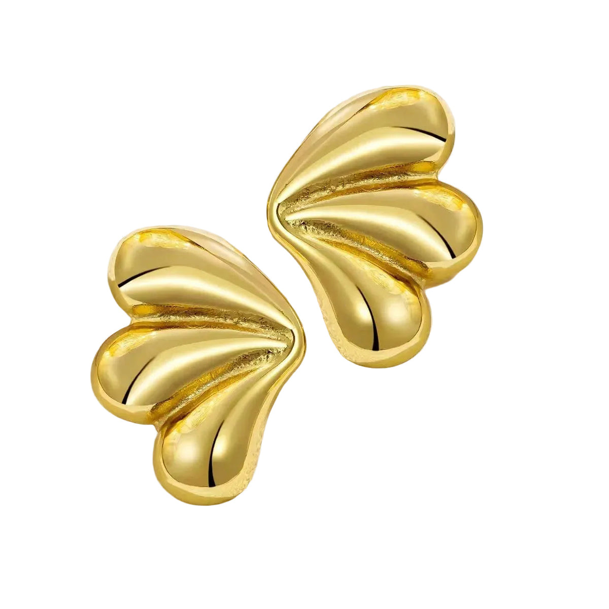 Boucles d'oreilles Abba - coquille asymétrique dorée premium