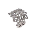 Bague Lilas - motif feuillage ajouré argenté premium